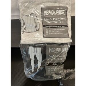 Mission Ridge~Thermal Long Underwear Mens 2XL Black Top & Gray Bottom